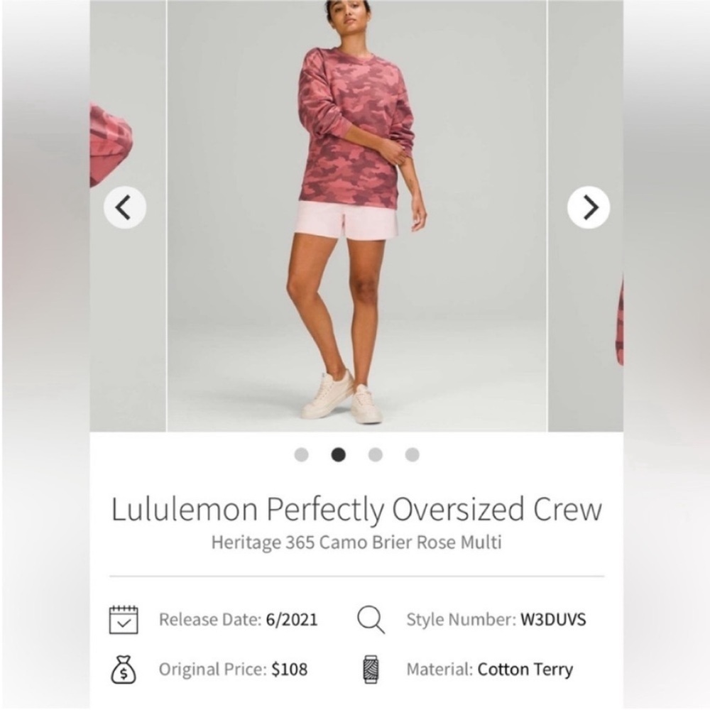 Lululemon Women’s Sweatshirt Perfectly Oversized Crew Sweatshirt Camo Pink sz 8 - Picture 3 of 13